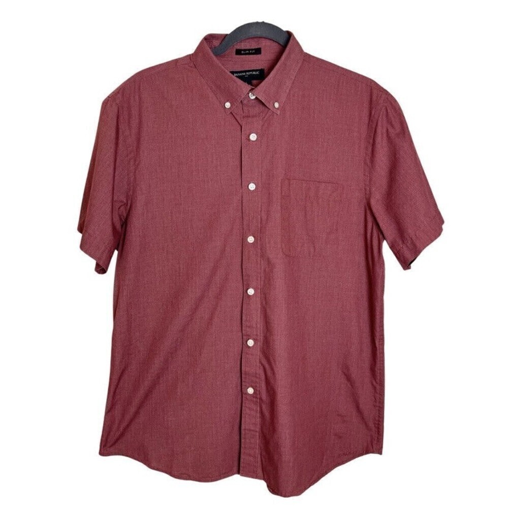 Banana Republic Men’s Button Up Shirt Slim fit Size L Maroon Front Pocket